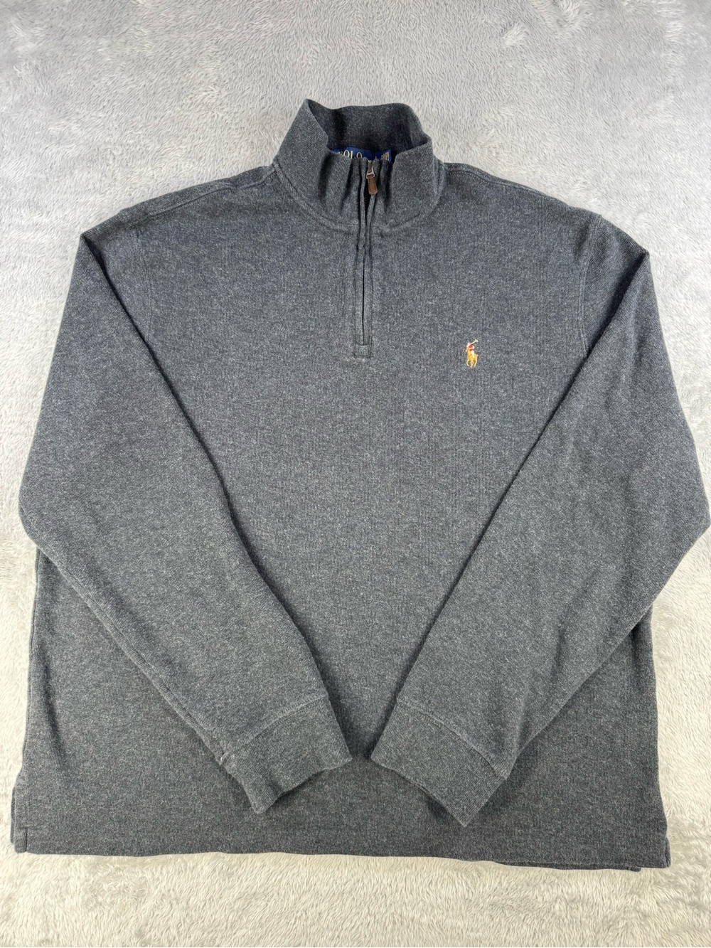 Polo Ralph Lauren Estate Rib Men’s L Quarter Zip Charcoal Gray Pullover